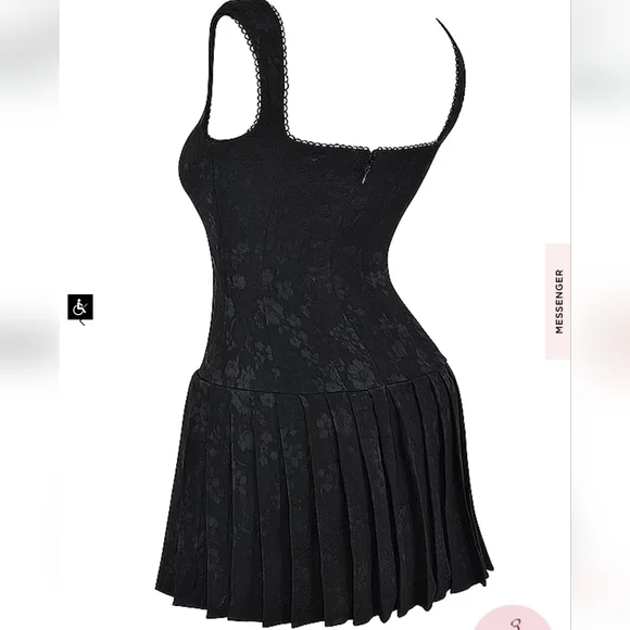***1 Left***House of CB Talia Black Pleated Mini Dress - Picture 11 of 16